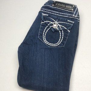 LIKE NEW VINTAGE L.A. IDOL CROP JEANS 31x18 CRYSTALS 💎